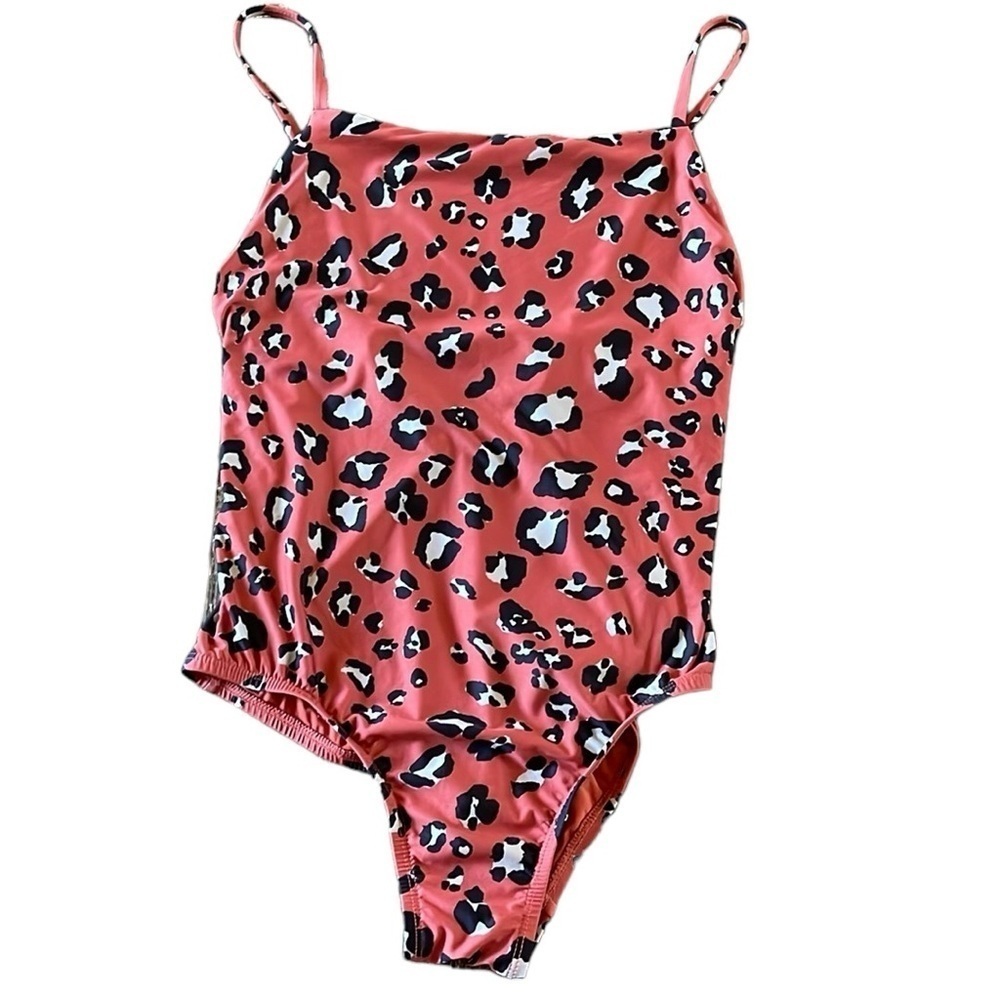 Anthropologie Leopard Print One Piece Swimsuit SZ M Rust Orange Black
